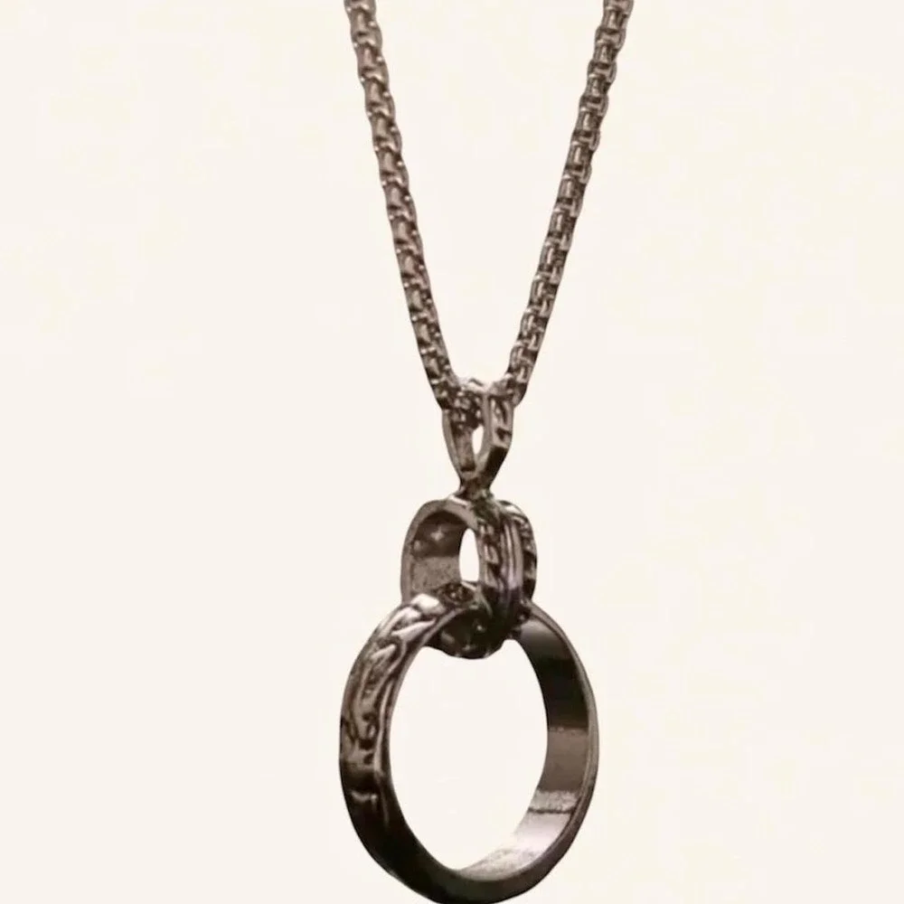 Amazing in Unisex Retro Style Steel Ring Pendant Necklace